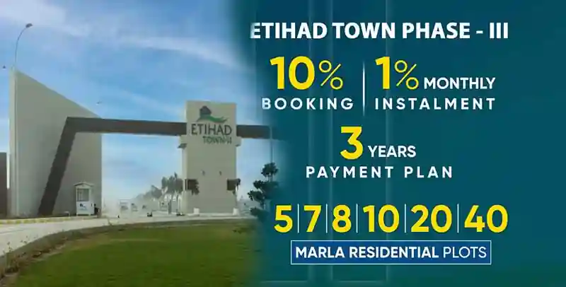 Etihad Town Phase 3 Lahore | Payment Plan &  Location Map